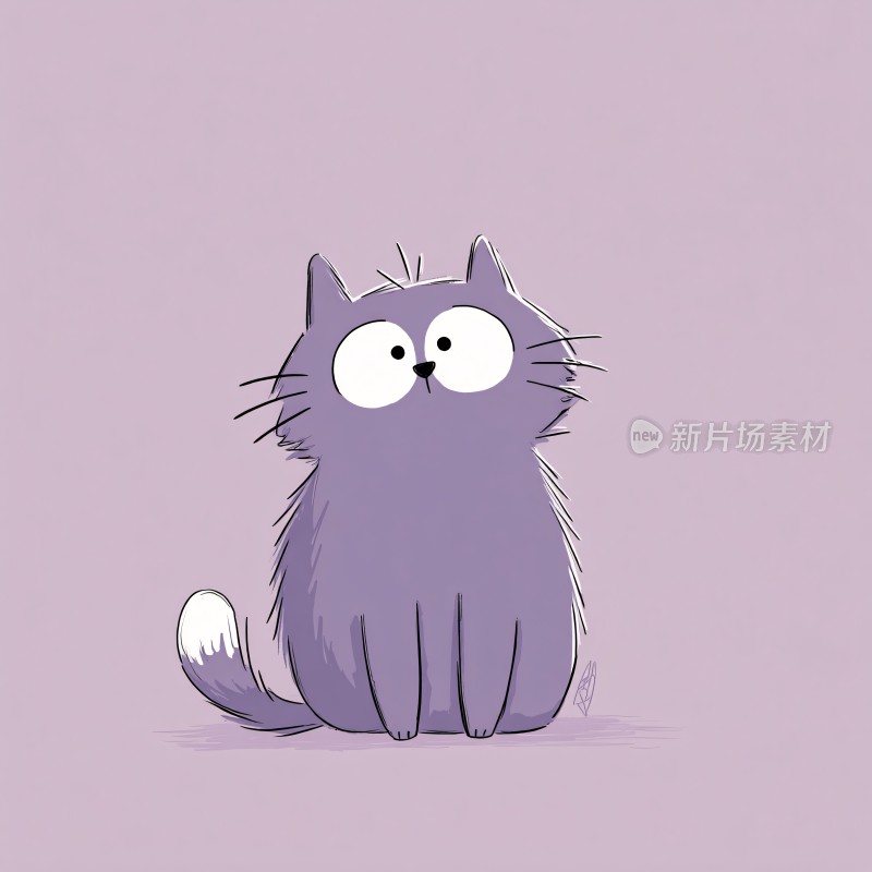 紫色卡通猫咪插画