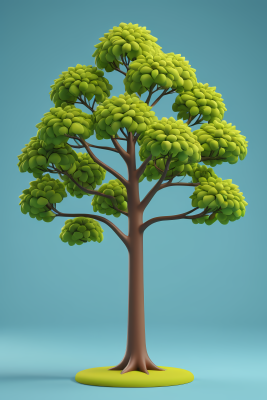 蓝色背景绿叶树特写高清图片 蓝色背景绿叶树特写高清图片