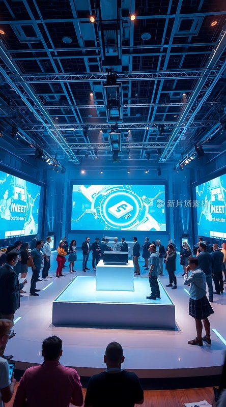 新品发布会现场观众围观产品展示