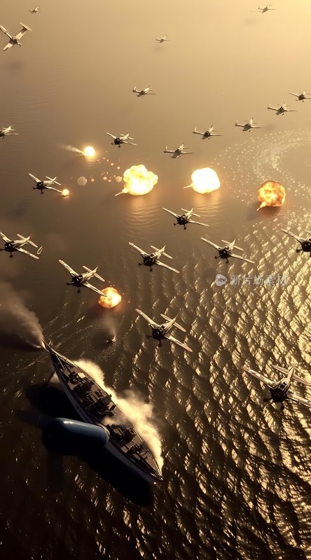 海战空袭舰艇与飞机激战