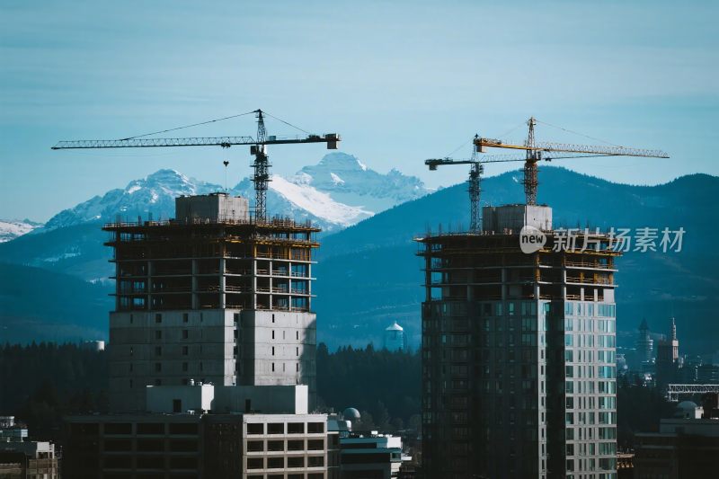 城市建筑施工与自然景观