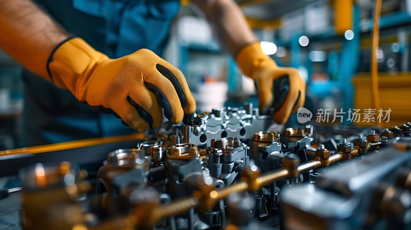 机械师精细调整零件