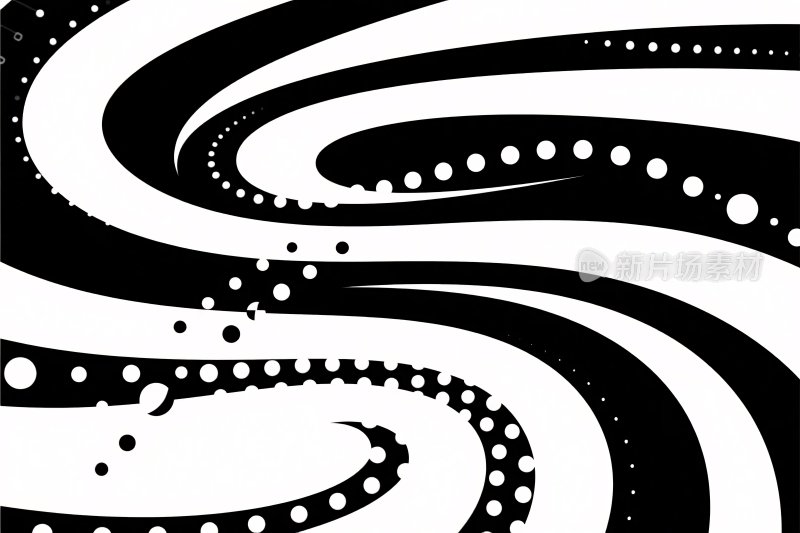 黑白旋涡线条插画