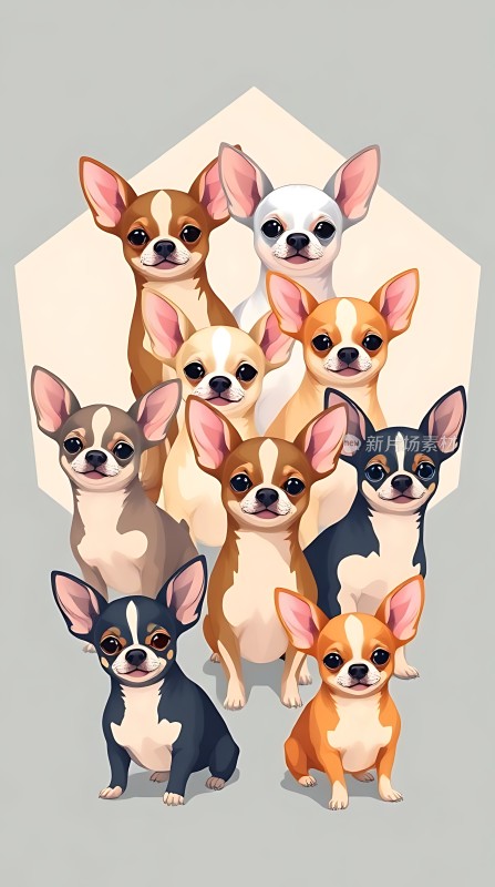 九只可爱小狗温馨聚首