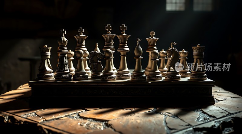 棋局对弈光影交错下的战略博弈