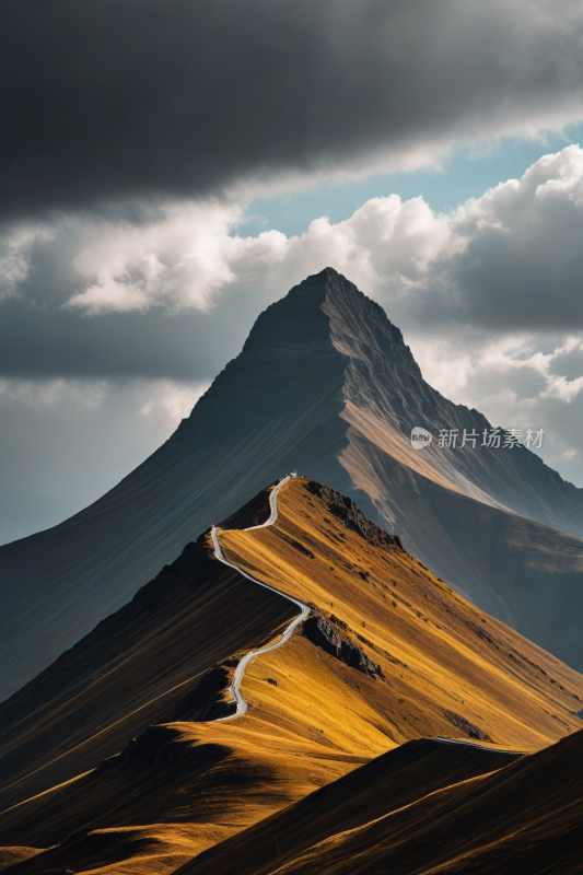 山边一条蜿蜒的长路高清风景图片