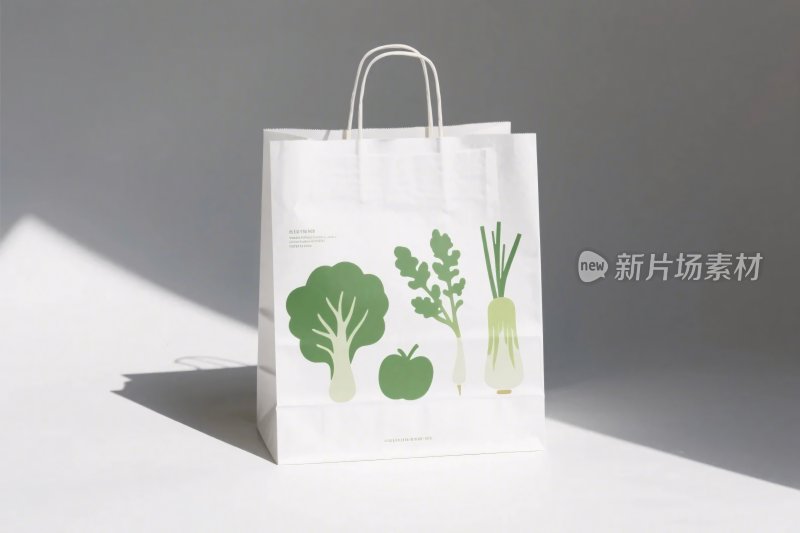 蔬菜图案购物袋插画