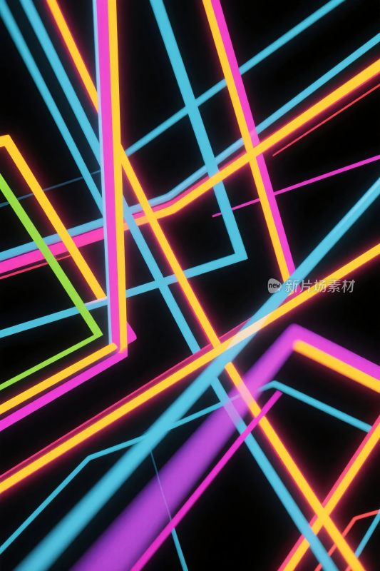 彩色霓虹线条插画