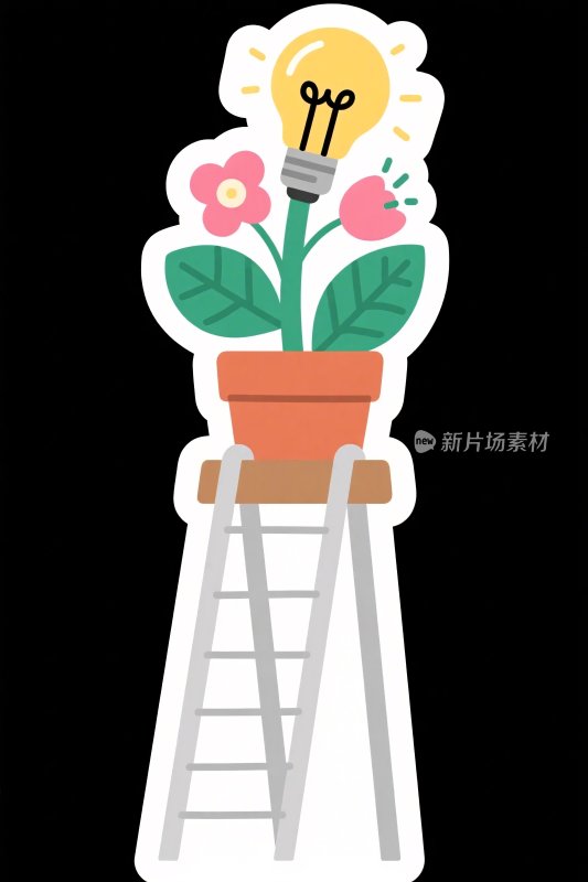 创意灯泡植物插画