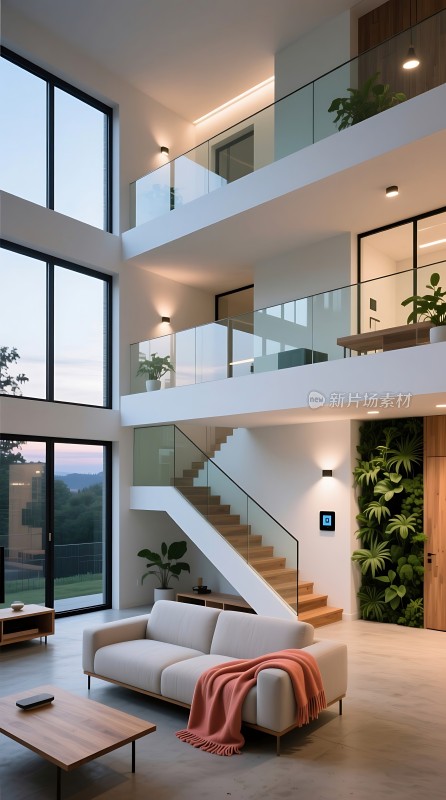 现代家居设计简约风格自然光线充足绿植点缀温馨舒适