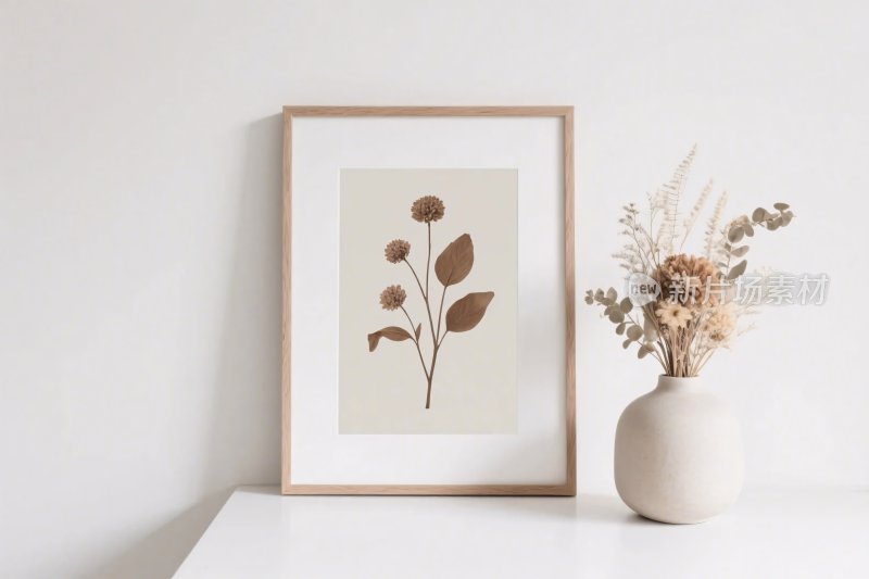 简约装饰画与花瓶布置