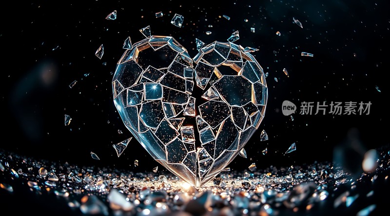 破碎的心形玻璃艺术品