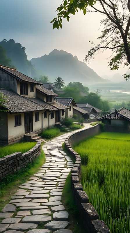 晨雾中的乡村小径