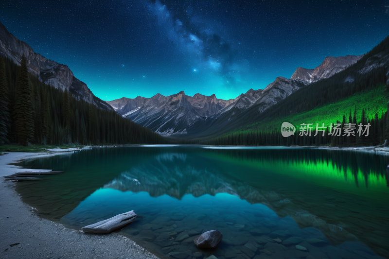 夜晚山倒映在湖水中高清风景风光图片