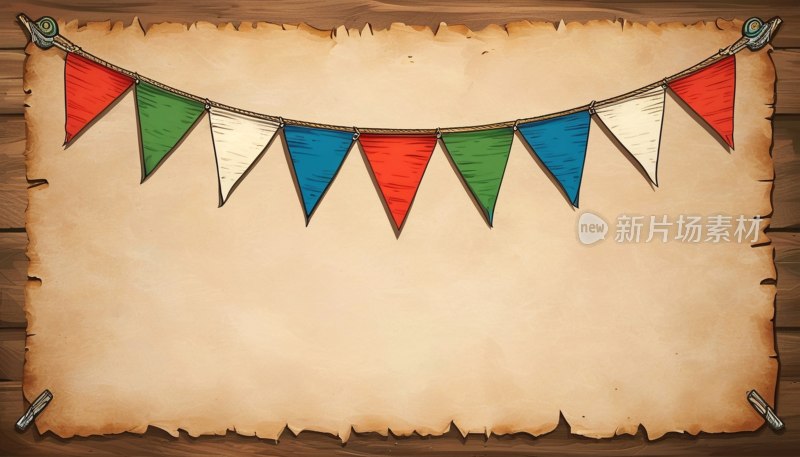 卡通羊皮纸三角旗