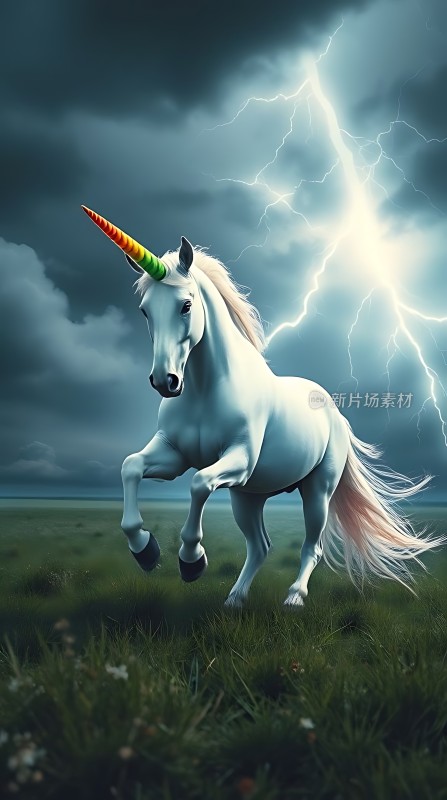 彩虹独角兽闪电草原
