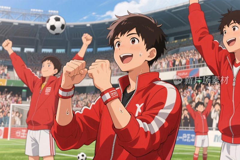 足球比赛庆祝插画