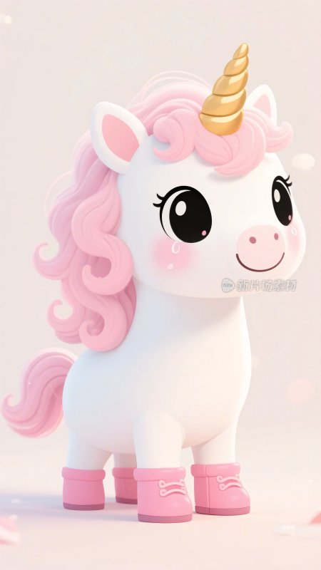 可爱粉色独角兽卡通形象