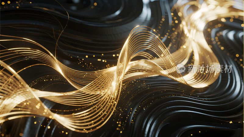 黑金流光动感线条画面