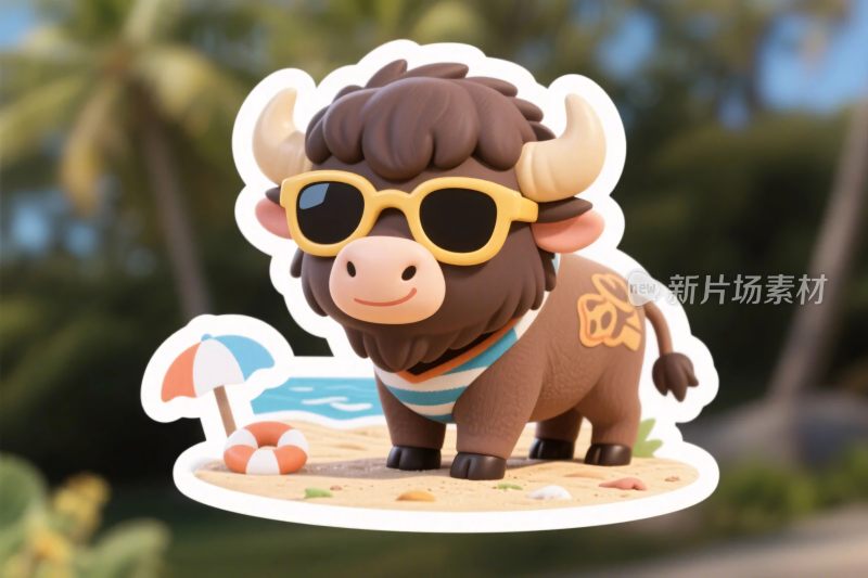 卡通牛角色插画