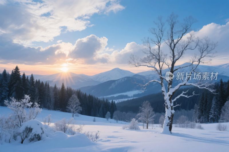 雪山雪景自然风光