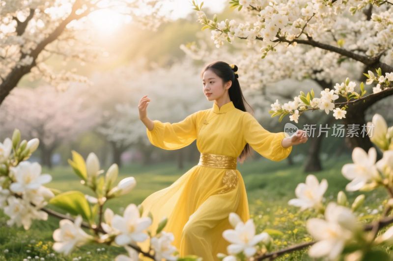 春日花丛汉服女子写真