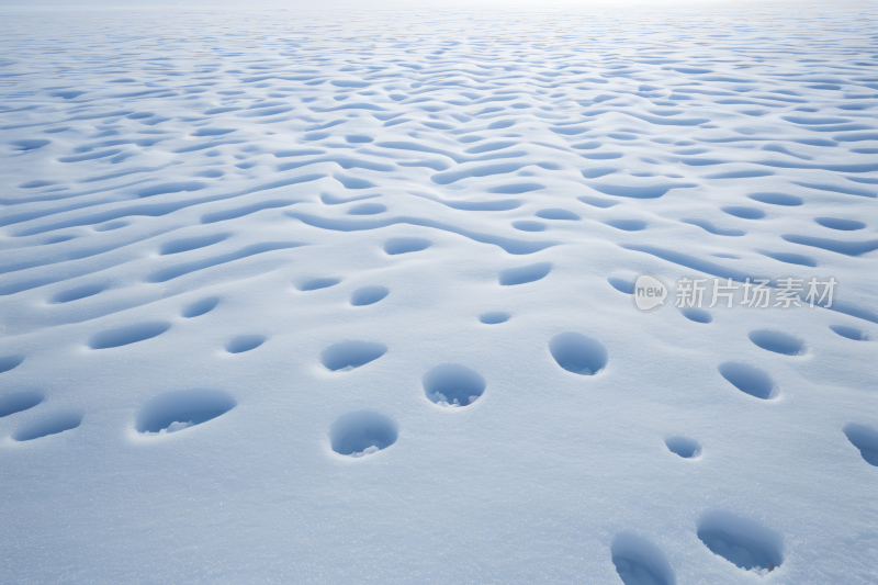 雪地覆盖的田野的视图雪地里有脚印背景图片