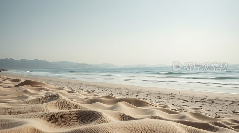 阳光下的金色沙滩与海洋