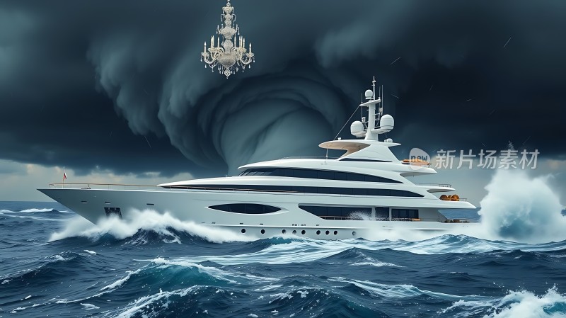 风暴中的奢华游艇