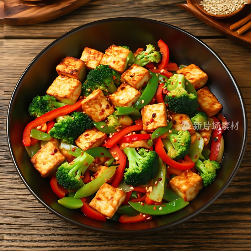 豆腐西兰花炒彩椒