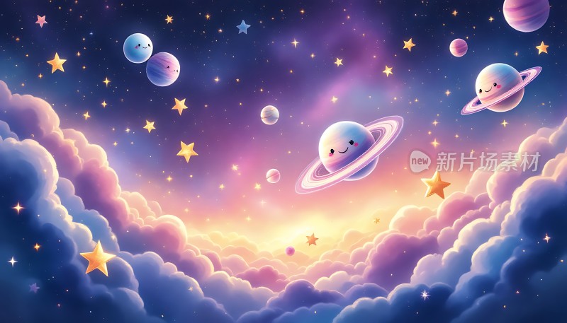 卡通星球梦幻夜空
