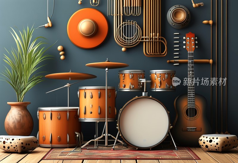 乐器拼贴设计