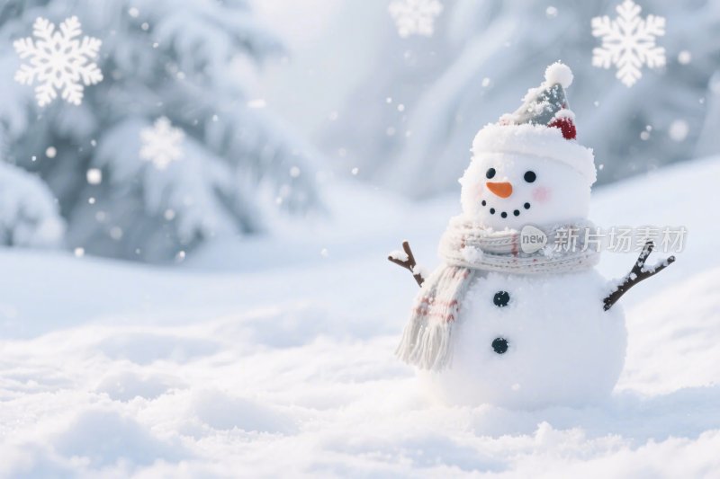 雪人冬日雪景