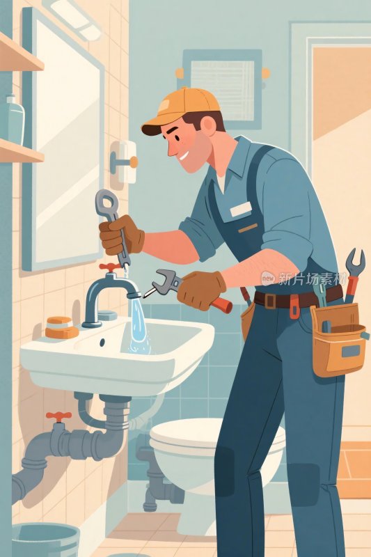 卫生间维修插画