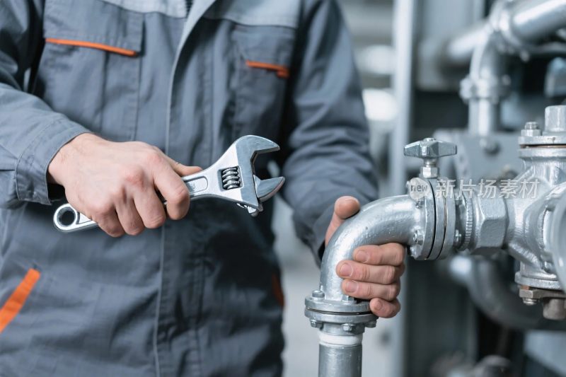 工人维修管道场景