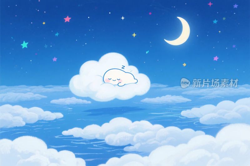 梦幻夜空云朵卡通
