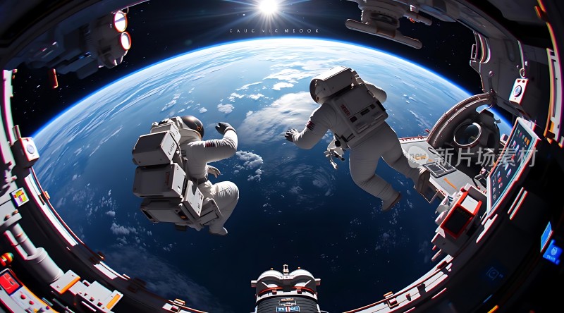 太空漫步地球与宇航员的壮丽交汇