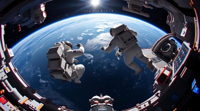 太空漫步地球与宇航员的壮丽交汇 太空漫步地球与宇航员的壮丽交汇