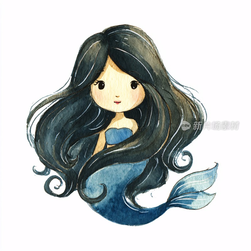 可爱手绘小美人鱼插画