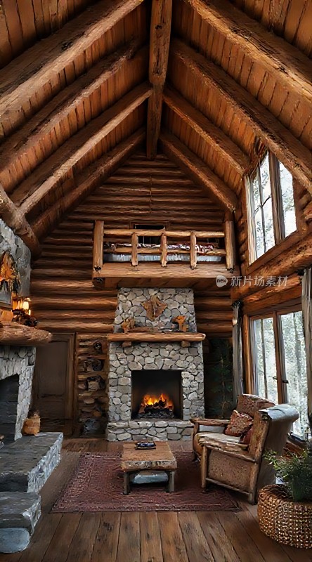 木屋温馨 fireplace cozy interior