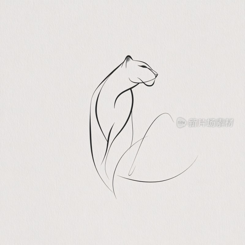 线条勾勒的简约猎豹形象