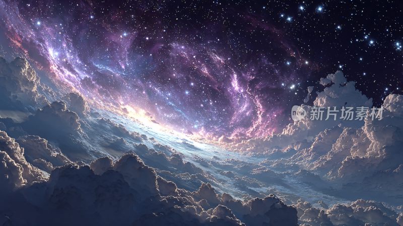 梦幻星空下的云海景象