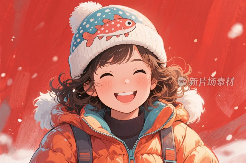 冬季卡通小女孩插画
