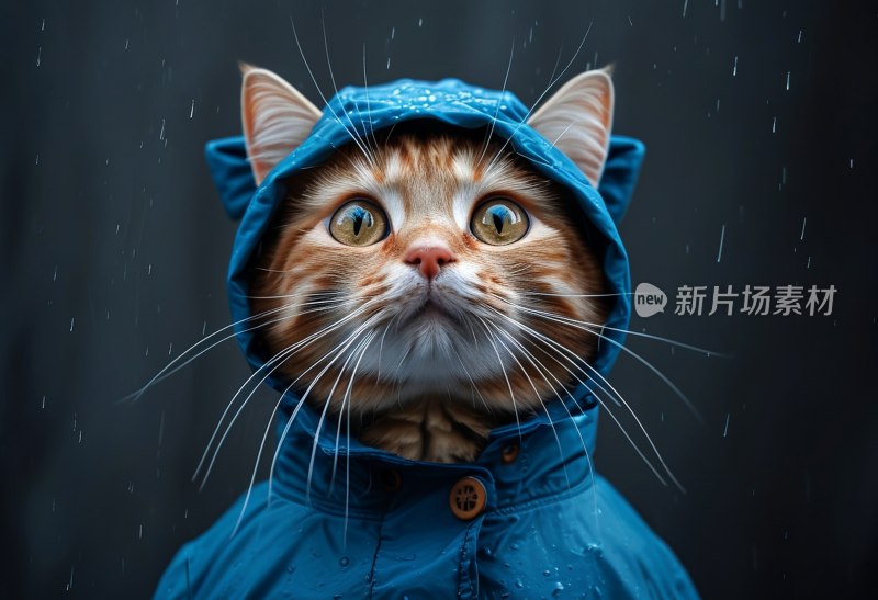 蓝衣猫咪萌态足