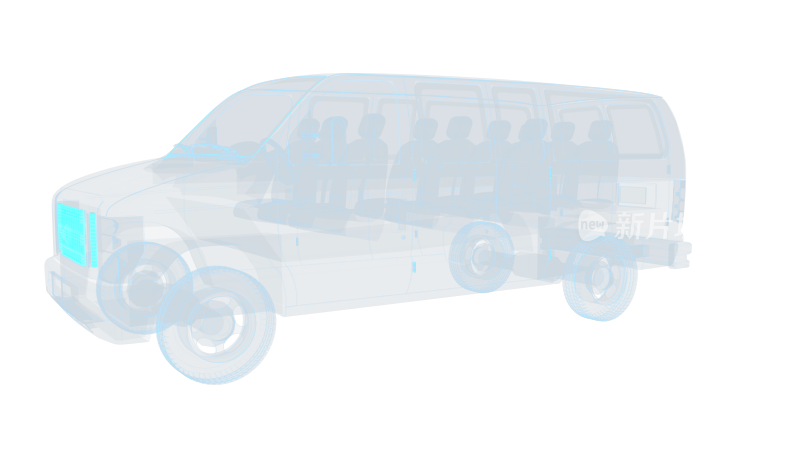 六座轿车汽车 科幻透明 交通工具面包车