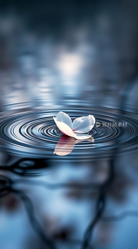 水波轻抚花瓣静卧