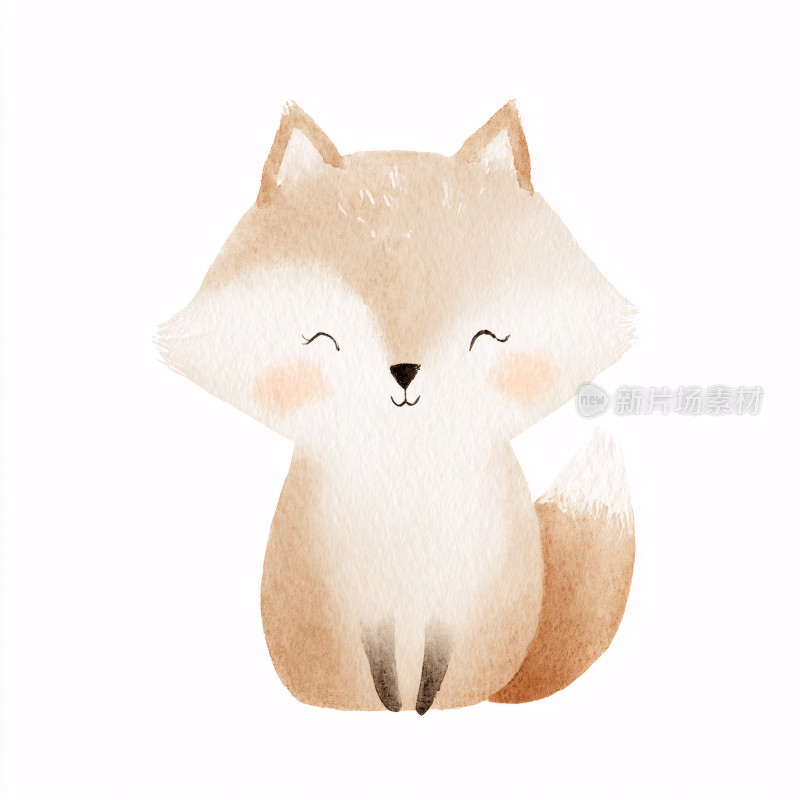 可爱水彩风小狐狸插画