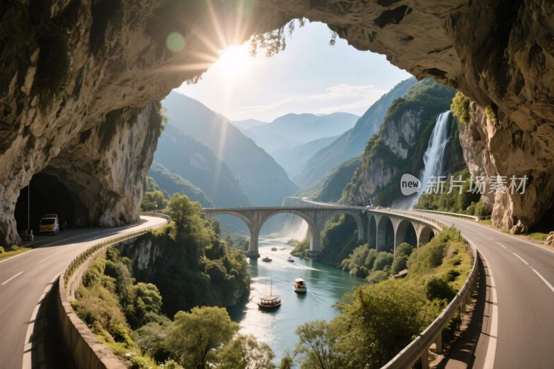 山水公路桥梁风景图