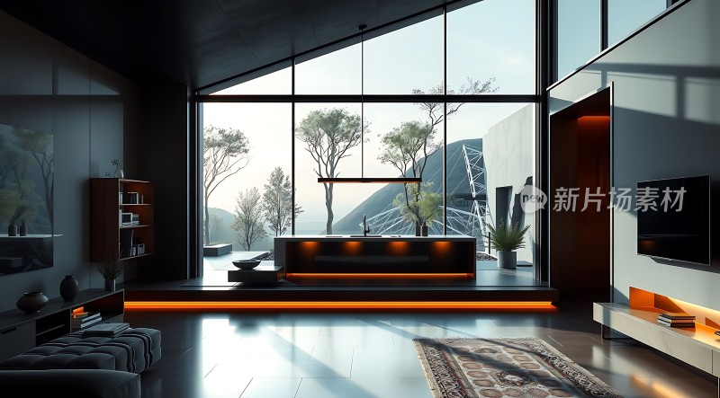 现代家居设计简约风格大落地窗自然光线充足温馨舒适