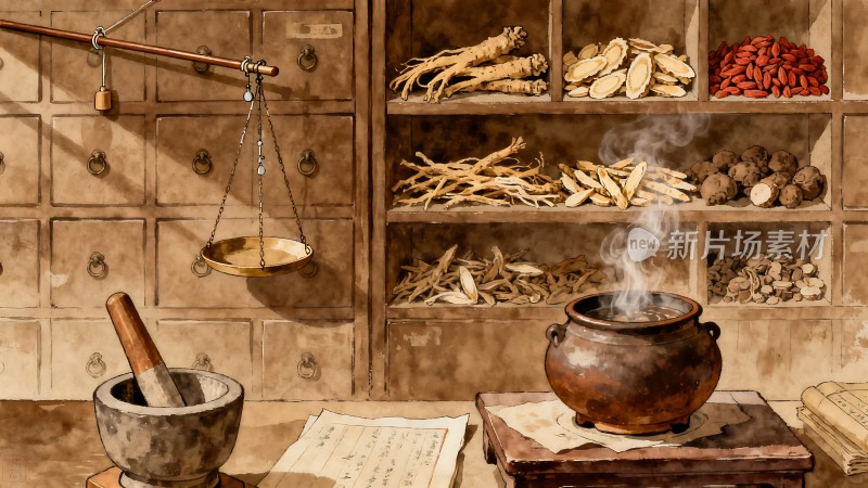 传统中药铺里的古老配方与药材